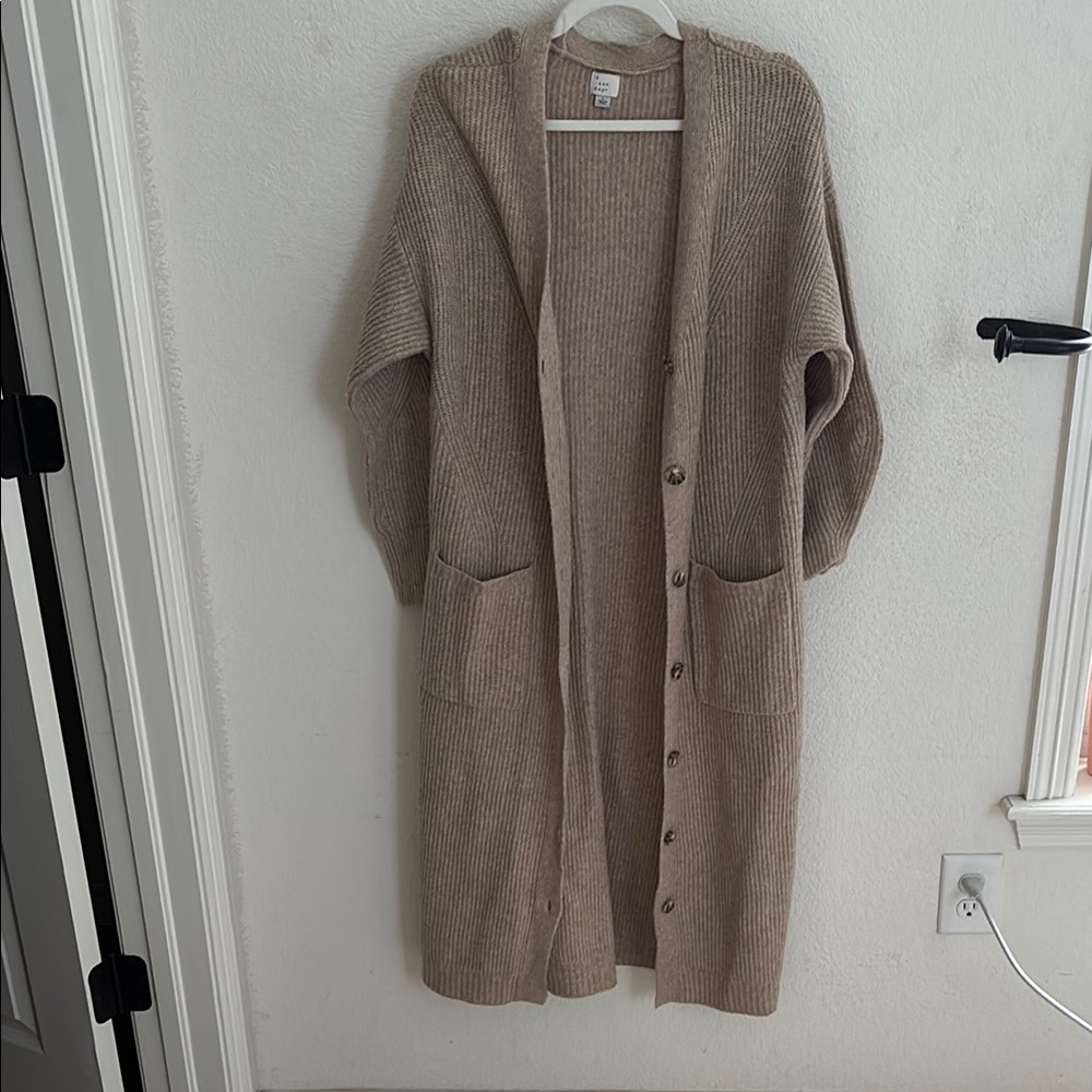 Cozy Tan Knit Cardigan Sweater